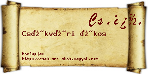 Csákvári Ákos névjegykártya