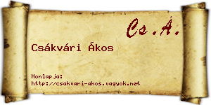 Csákvári Ákos névjegykártya